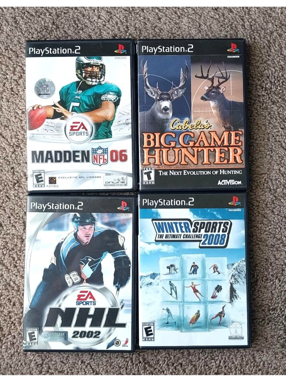 Sony Playstation 2 PS2 Games Lot Madden 06 Big Game Hunter NHL 02 Winter Sports